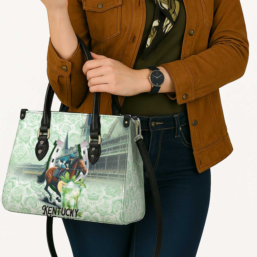 Kentucky Horse Racing Leather Bag Mint Julep Run For The Roses Art
