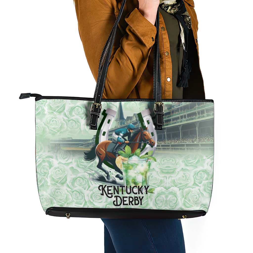 Kentucky Horse Racing Leather Tote Bag Mint Julep Run For The Roses Art