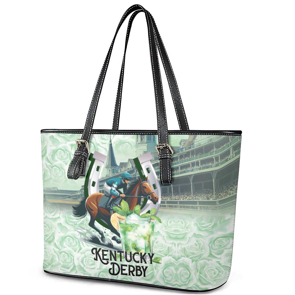 Kentucky Horse Racing Leather Tote Bag Mint Julep Run For The Roses Art