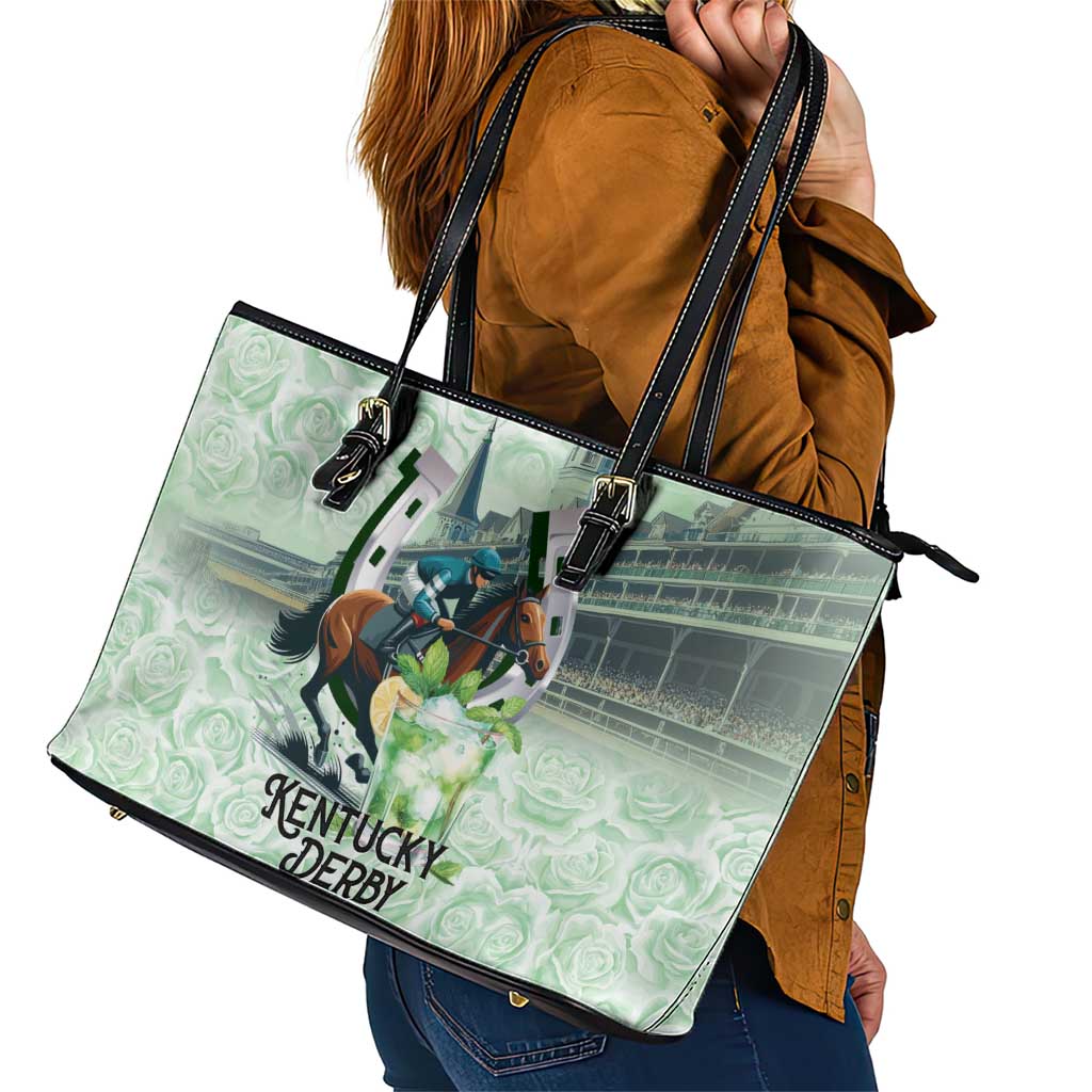 Kentucky Horse Racing Leather Tote Bag Mint Julep Run For The Roses Art