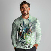 Kentucky Horse Racing Long Sleeve Polo Shirt Mint Julep Run For The Roses Art