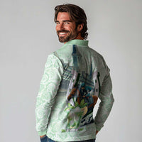 Kentucky Horse Racing Long Sleeve Polo Shirt Mint Julep Run For The Roses Art