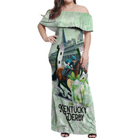Kentucky Horse Racing Off Shoulder Maxi Dress Mint Julep Run For The Roses Art