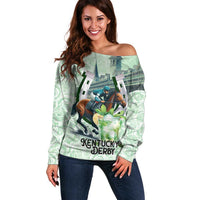 Kentucky Horse Racing Off Shoulder Sweater Mint Julep Run For The Roses Art