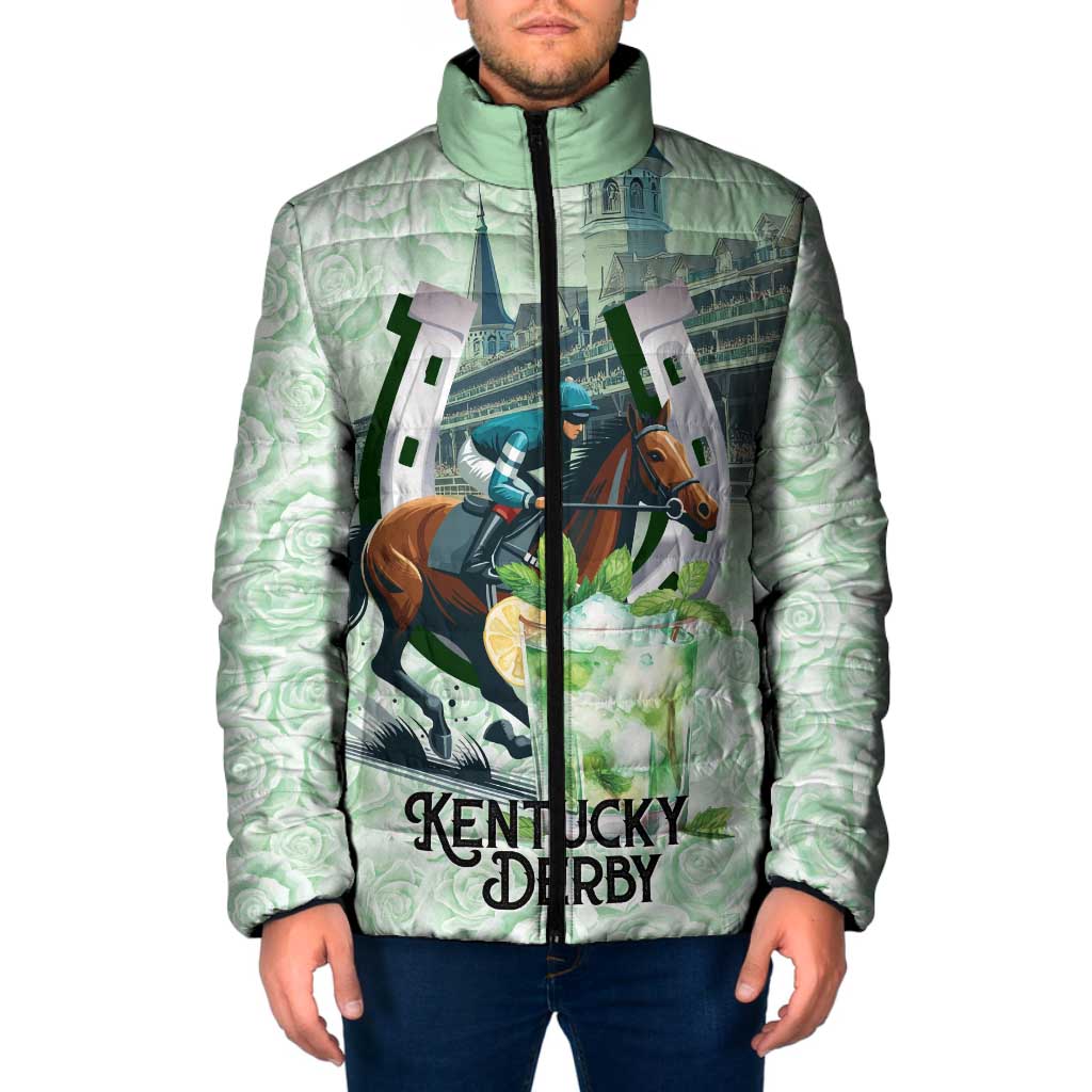 Kentucky Horse Racing Padded Jacket Mint Julep Run For The Roses Art