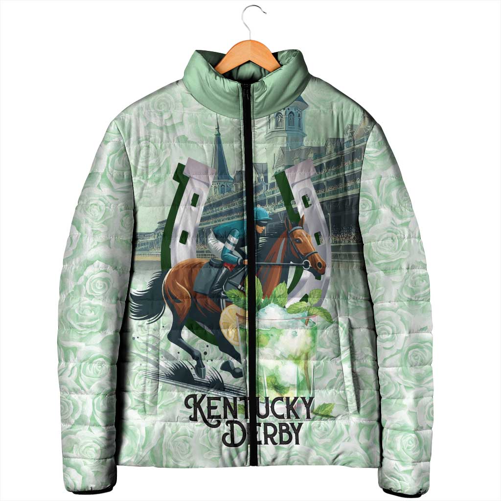 Kentucky Horse Racing Padded Jacket Mint Julep Run For The Roses Art