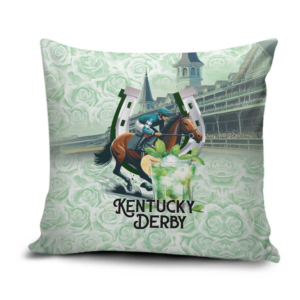 Kentucky Horse Racing Pillow Cover Mint Julep Run For The Roses Art