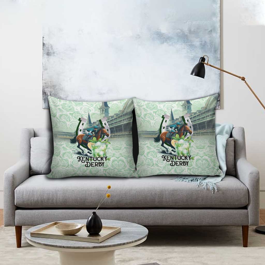 Kentucky Horse Racing Pillow Cover Mint Julep Run For The Roses Art