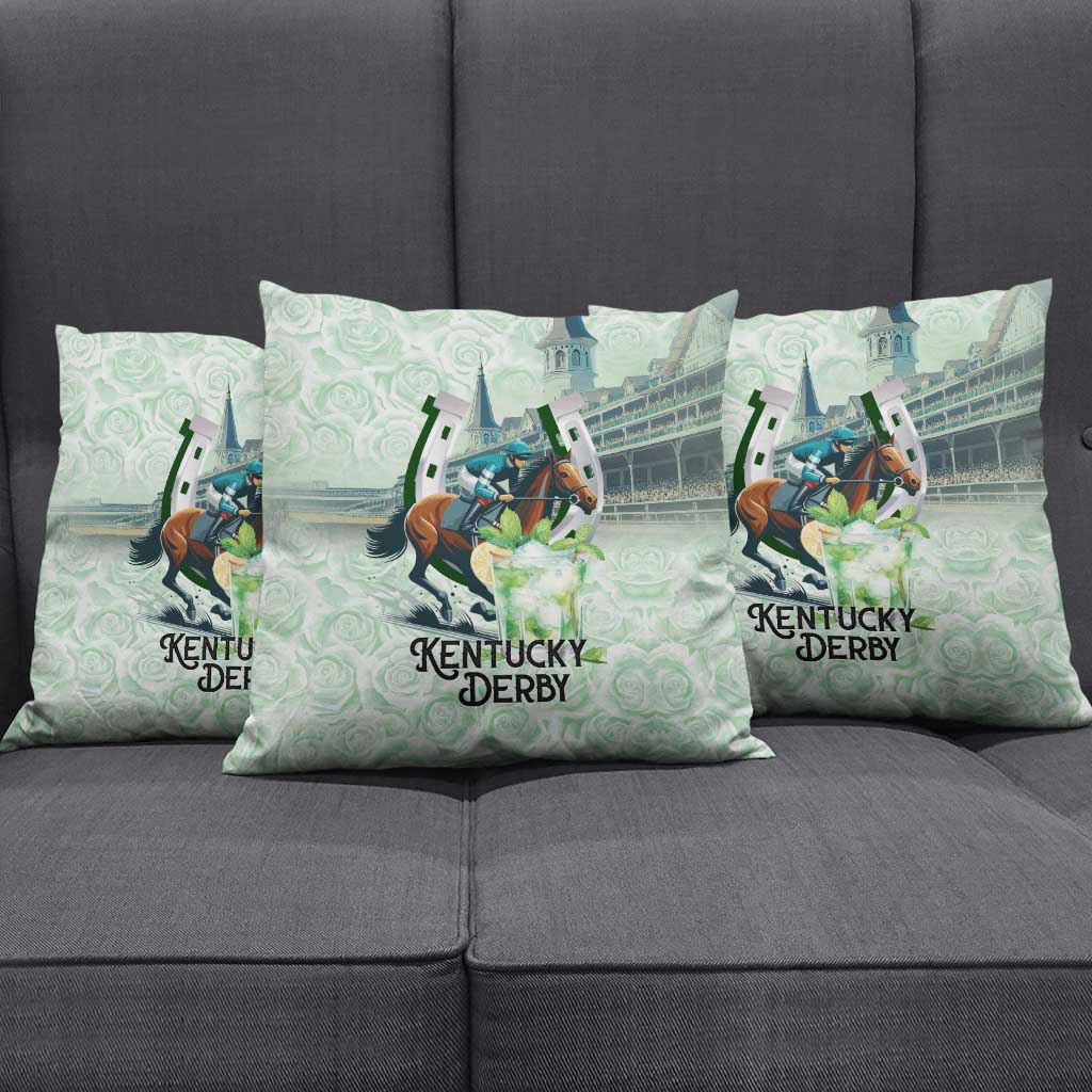 Kentucky Horse Racing Pillow Cover Mint Julep Run For The Roses Art