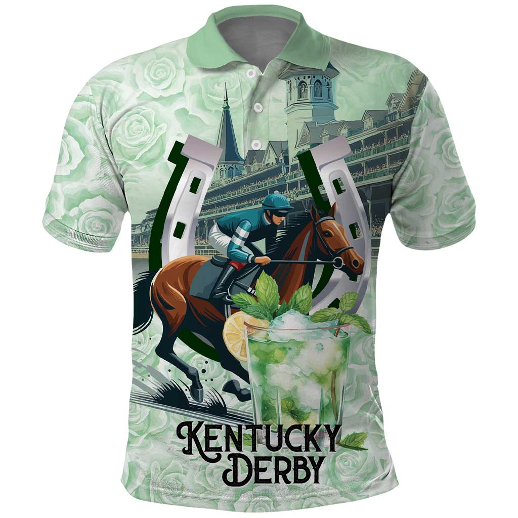 Kentucky Horse Racing Polo Shirt Mint Julep Run For The Roses Art
