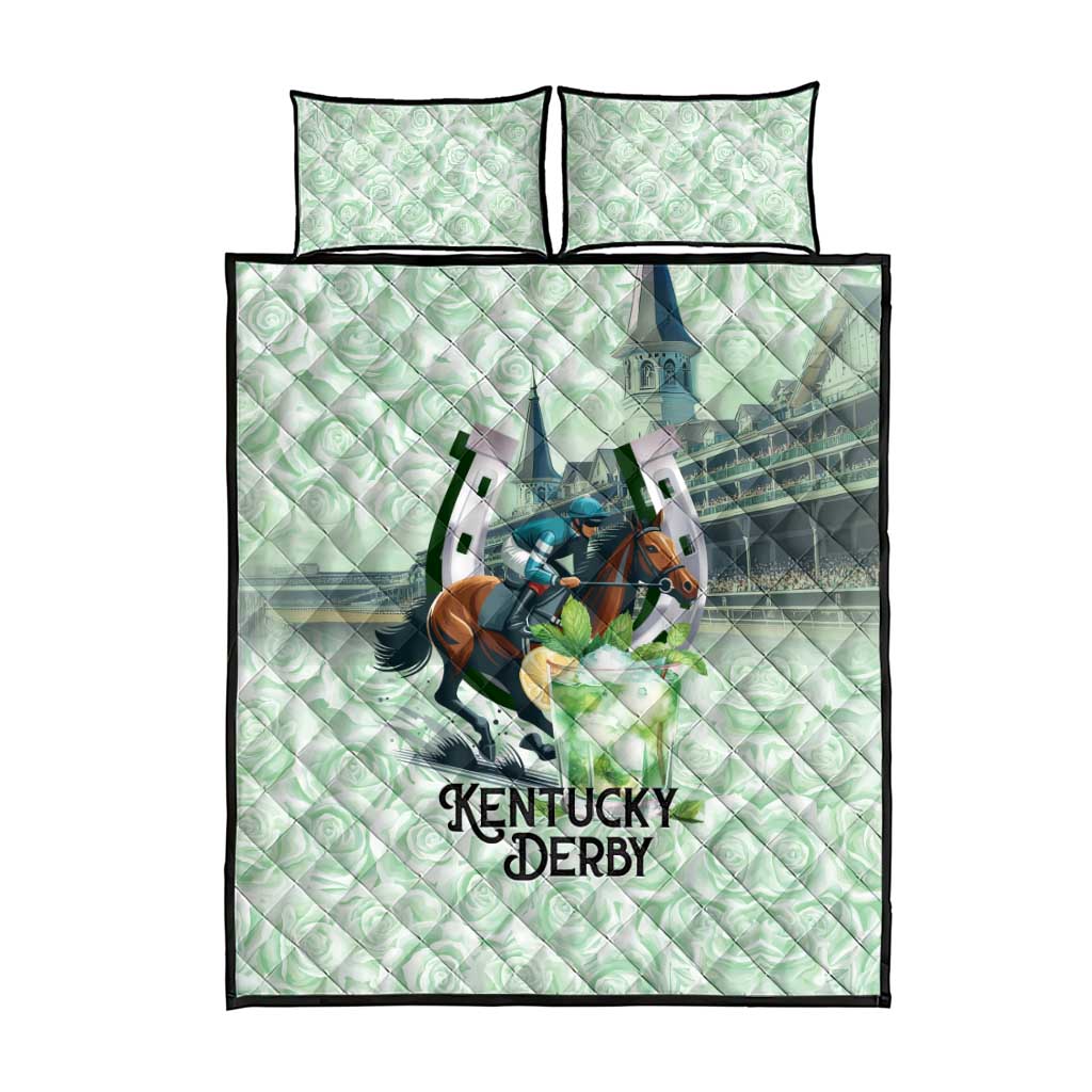 Kentucky Horse Racing Quilt Bed Set Mint Julep Run For The Roses Art