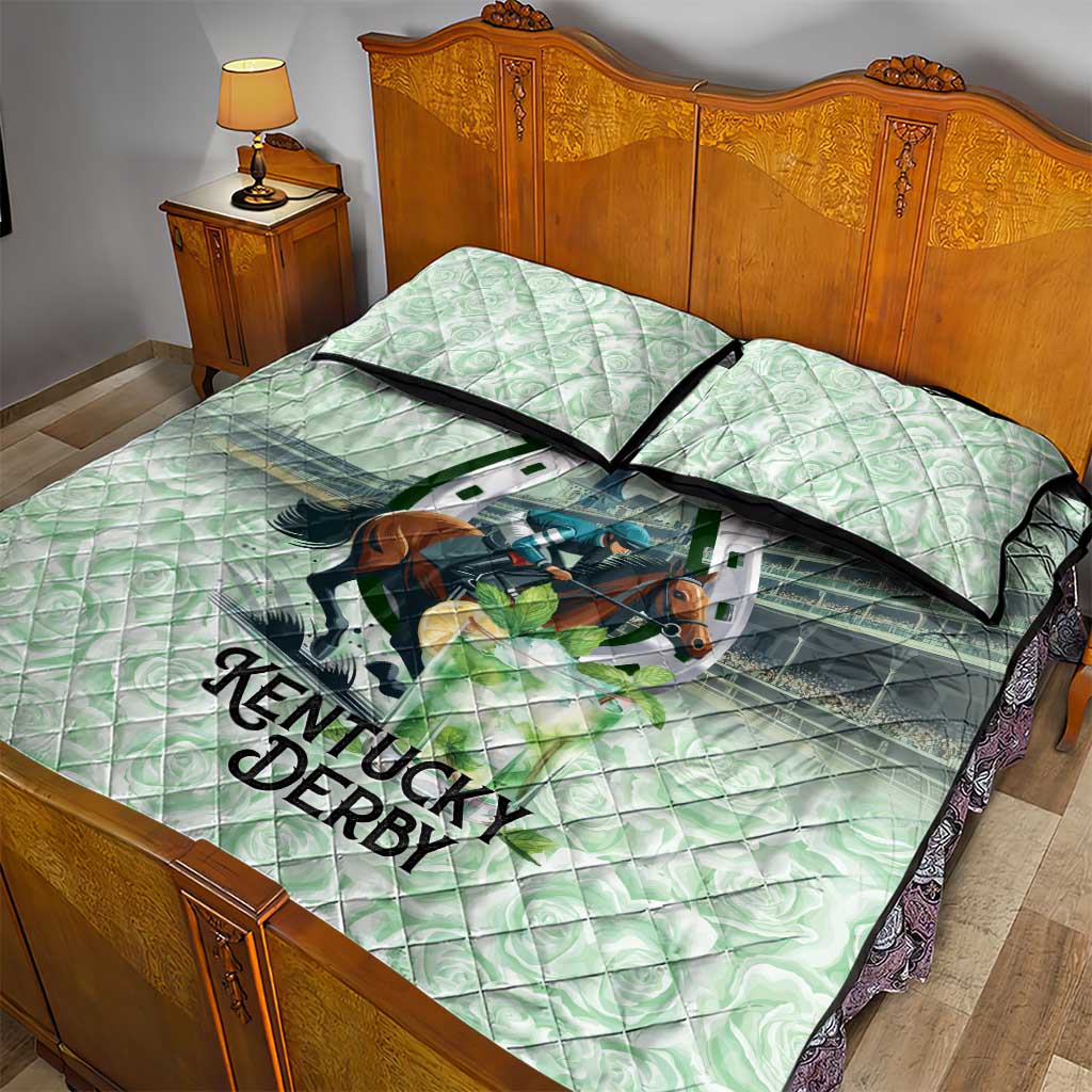 Kentucky Horse Racing Quilt Bed Set Mint Julep Run For The Roses Art