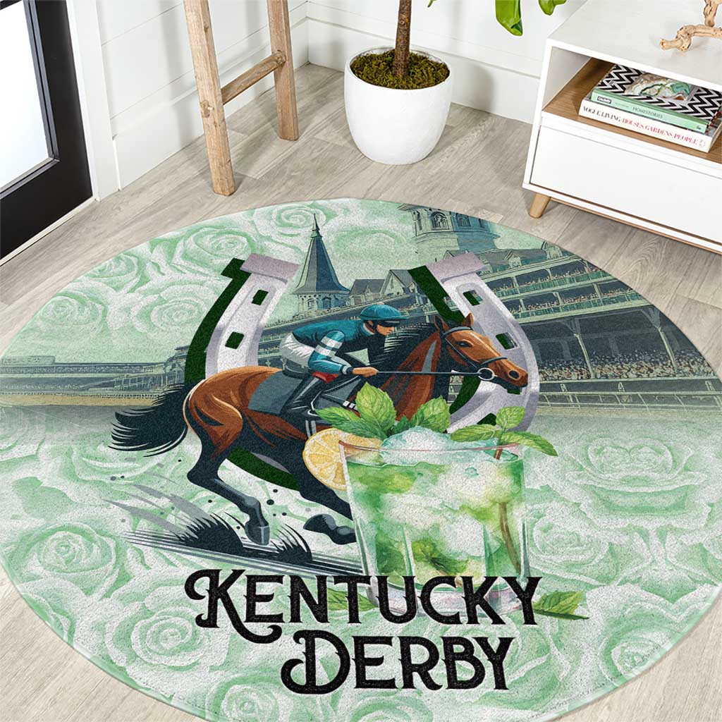 Kentucky Horse Racing Round Carpet Mint Julep Run For The Roses Art