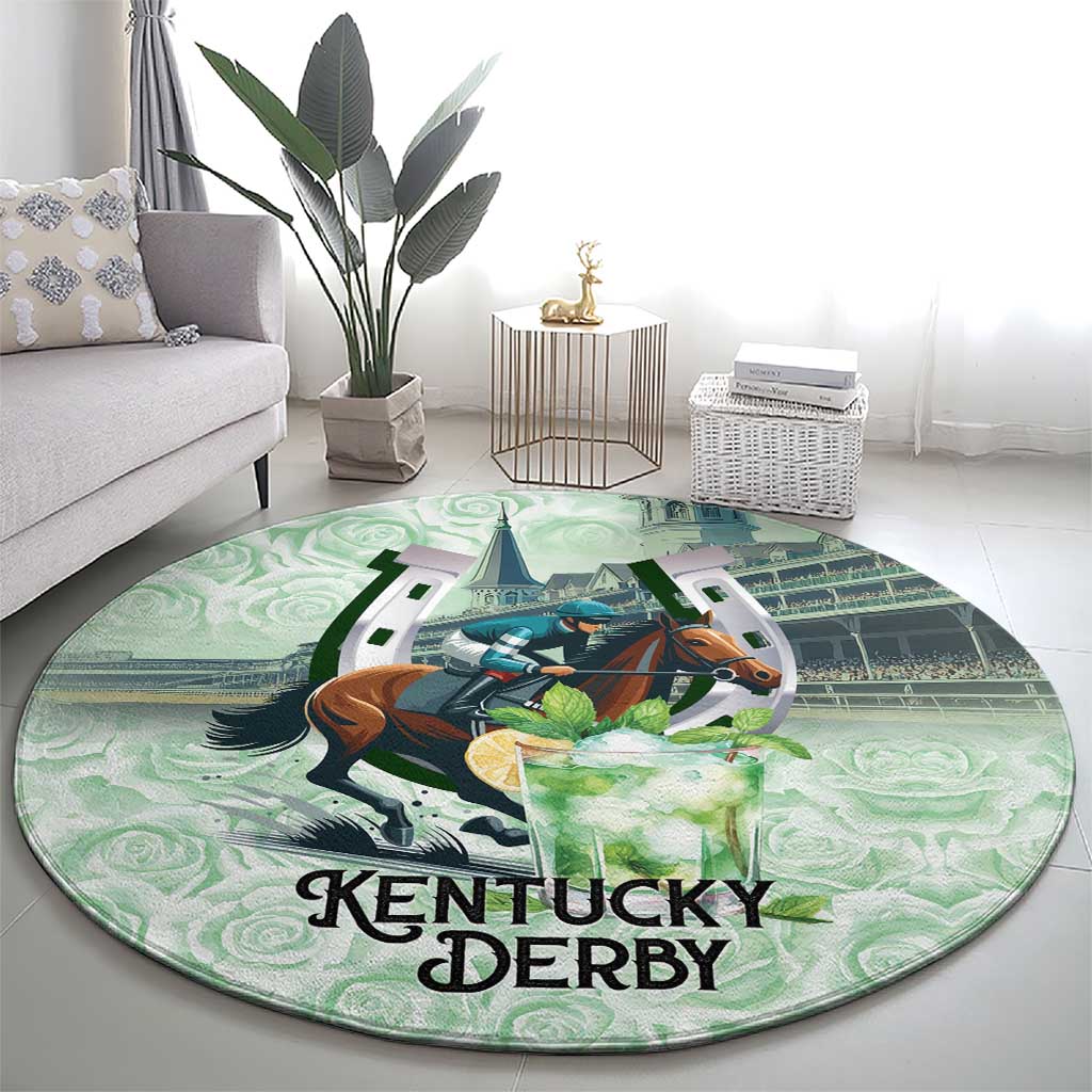 Kentucky Horse Racing Round Carpet Mint Julep Run For The Roses Art