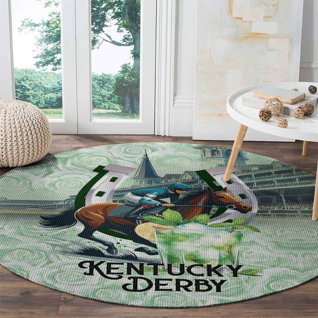 Kentucky Horse Racing Round Carpet Mint Julep Run For The Roses Art