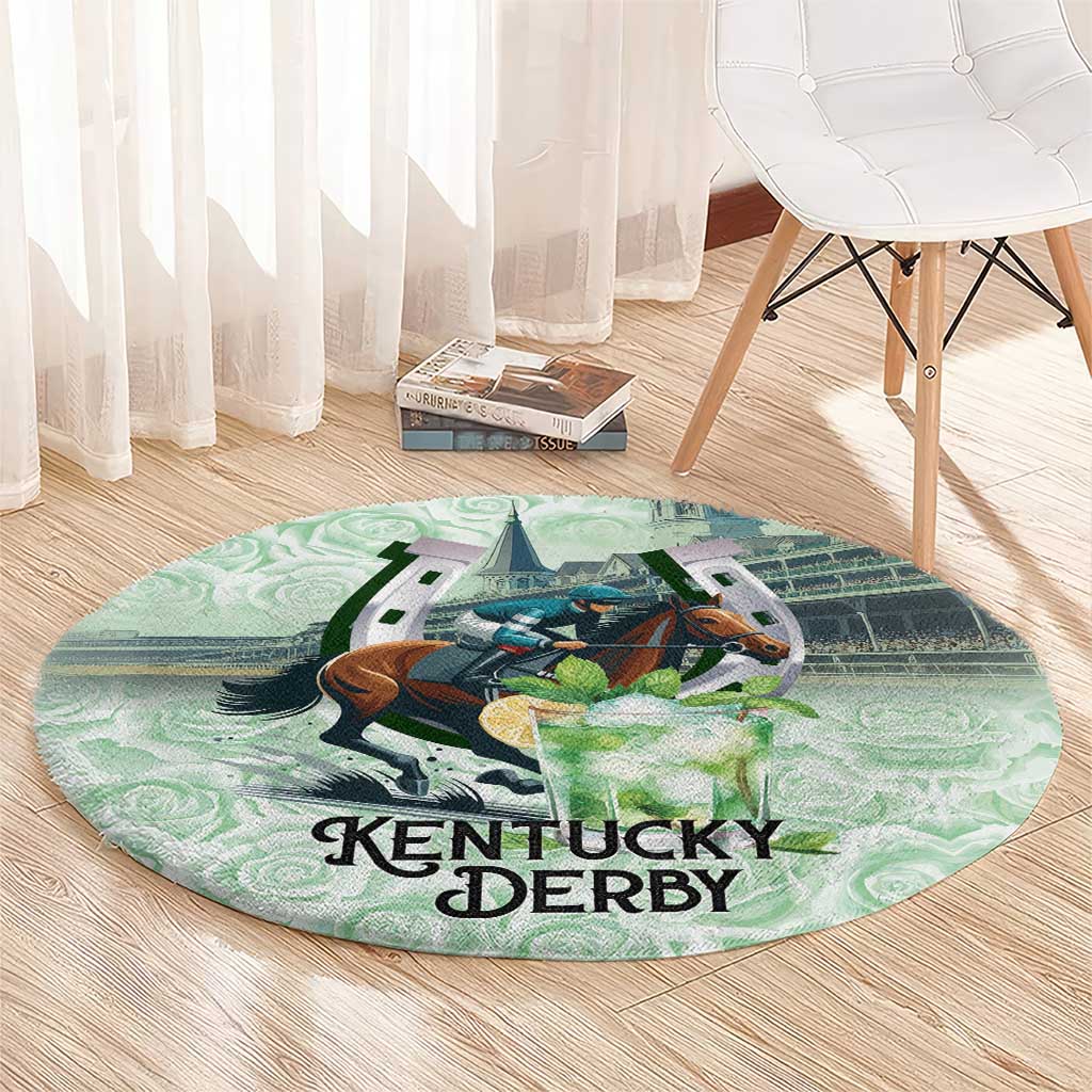 Kentucky Horse Racing Round Carpet Mint Julep Run For The Roses Art