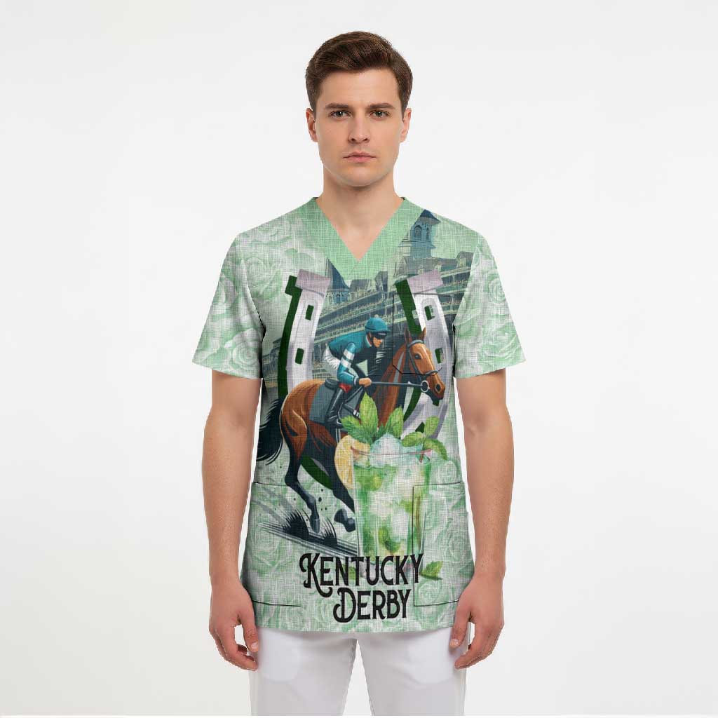 Kentucky Horse Racing Scrub Top Mint Julep Run For The Roses Art