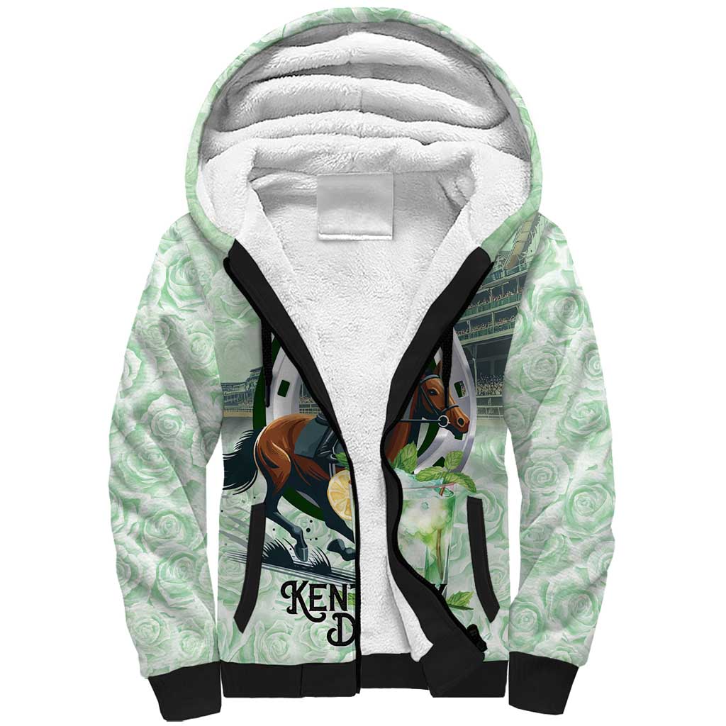 Kentucky Horse Racing Sherpa Hoodie Mint Julep Run For The Roses Art