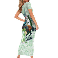 Kentucky Horse Racing Short Sleeve Bodycon Dress Mint Julep Run For The Roses Art