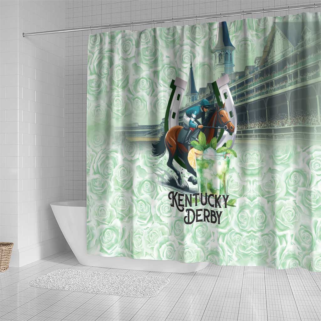 Kentucky Horse Racing Shower Curtain Mint Julep Run For The Roses Art