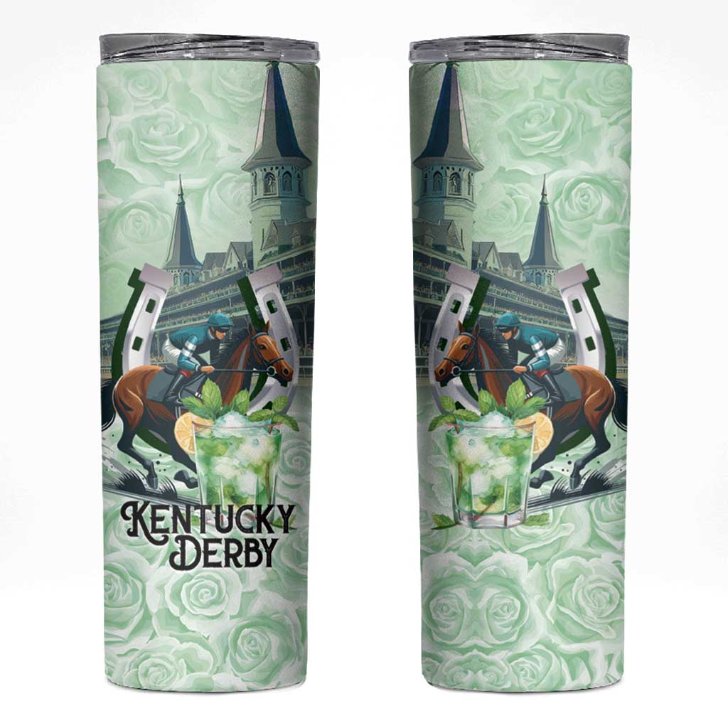 Kentucky Horse Racing Skinny Tumbler Mint Julep Run For The Roses Art