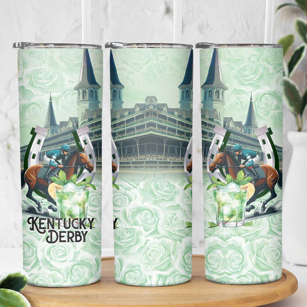 Kentucky Horse Racing Skinny Tumbler Mint Julep Run For The Roses Art