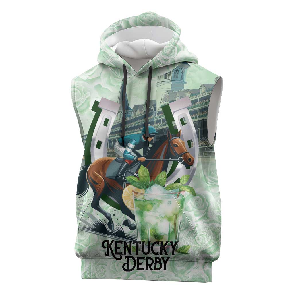 Kentucky Horse Racing Sleeveless Hoodie Mint Julep Run For The Roses Art