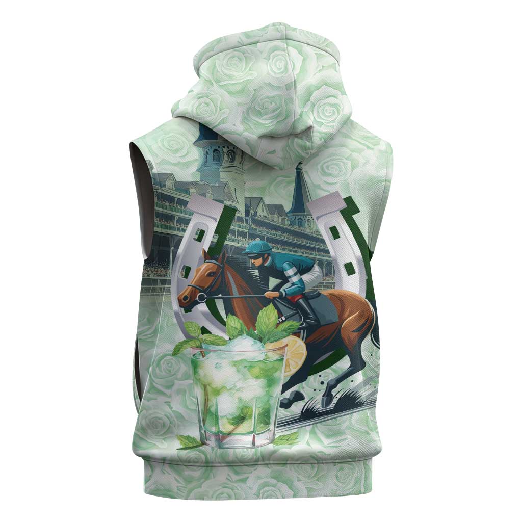 Kentucky Horse Racing Sleeveless Hoodie Mint Julep Run For The Roses Art
