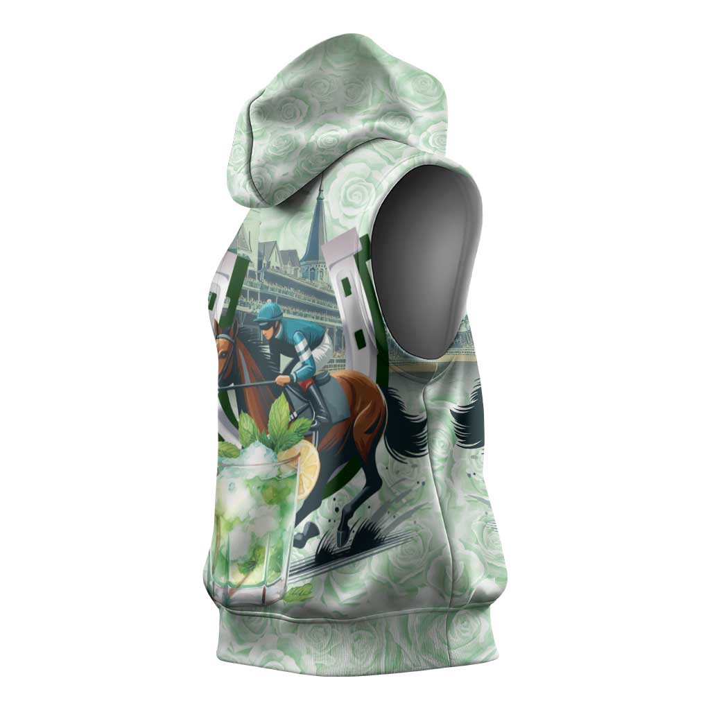 Kentucky Horse Racing Sleeveless Hoodie Mint Julep Run For The Roses Art