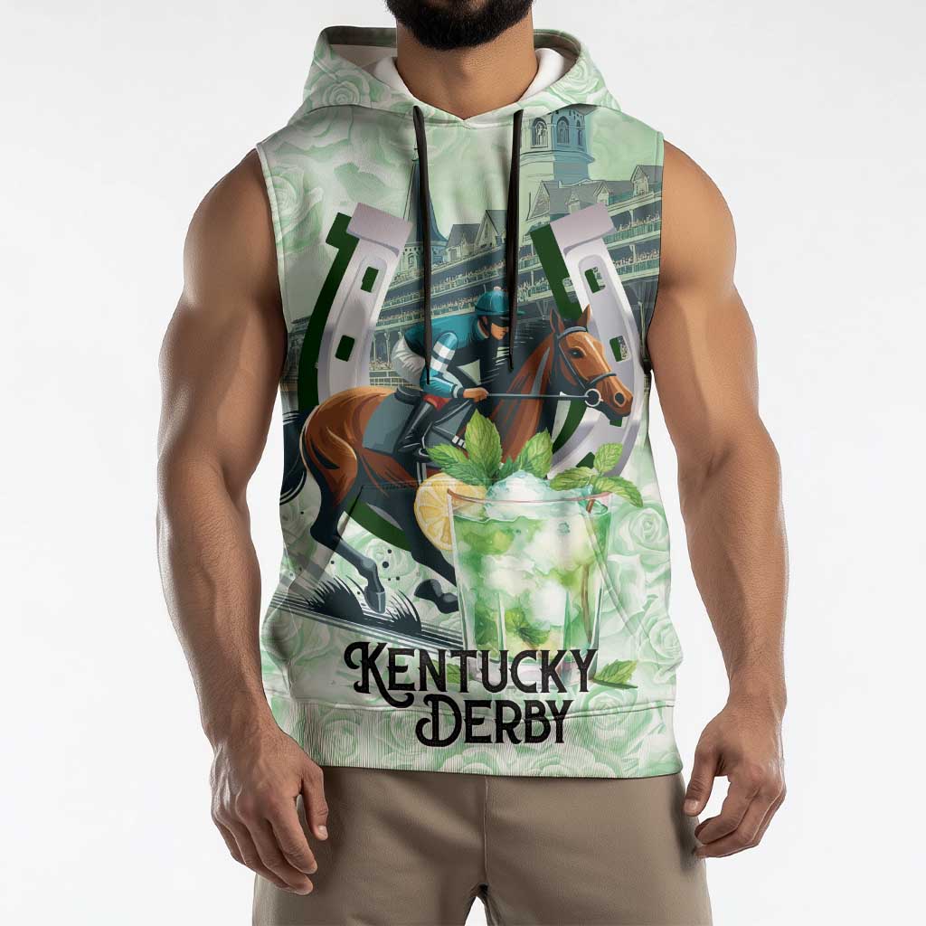 Kentucky Horse Racing Sleeveless Hoodie Mint Julep Run For The Roses Art