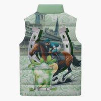 Kentucky Horse Racing Sleeveless Puffer Jacket Mint Julep Run For The Roses Art