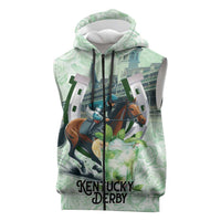 Kentucky Horse Racing Sleeveless Zip Hoodie Mint Julep Run For The Roses Art