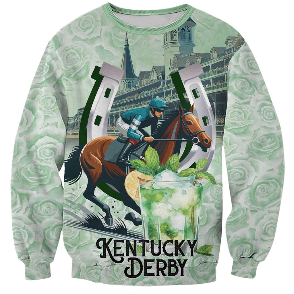 Kentucky Horse Racing Sweatshirt Mint Julep Run For The Roses Art