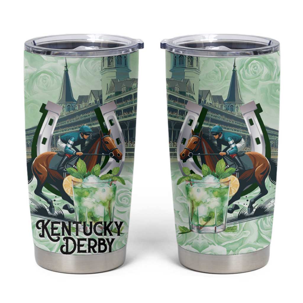 Kentucky Horse Racing Tumbler Cup Mint Julep Run For The Roses Art