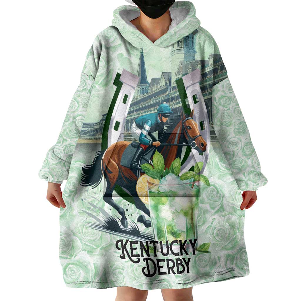 Kentucky Horse Racing Wearable Blanket Hoodie Mint Julep Run For The Roses Art
