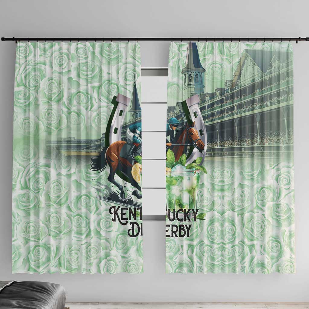 Kentucky Horse Racing Window Curtain Mint Julep Run For The Roses Art