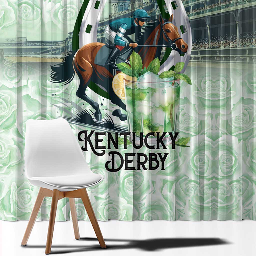 Kentucky Horse Racing Window Curtain Mint Julep Run For The Roses Art
