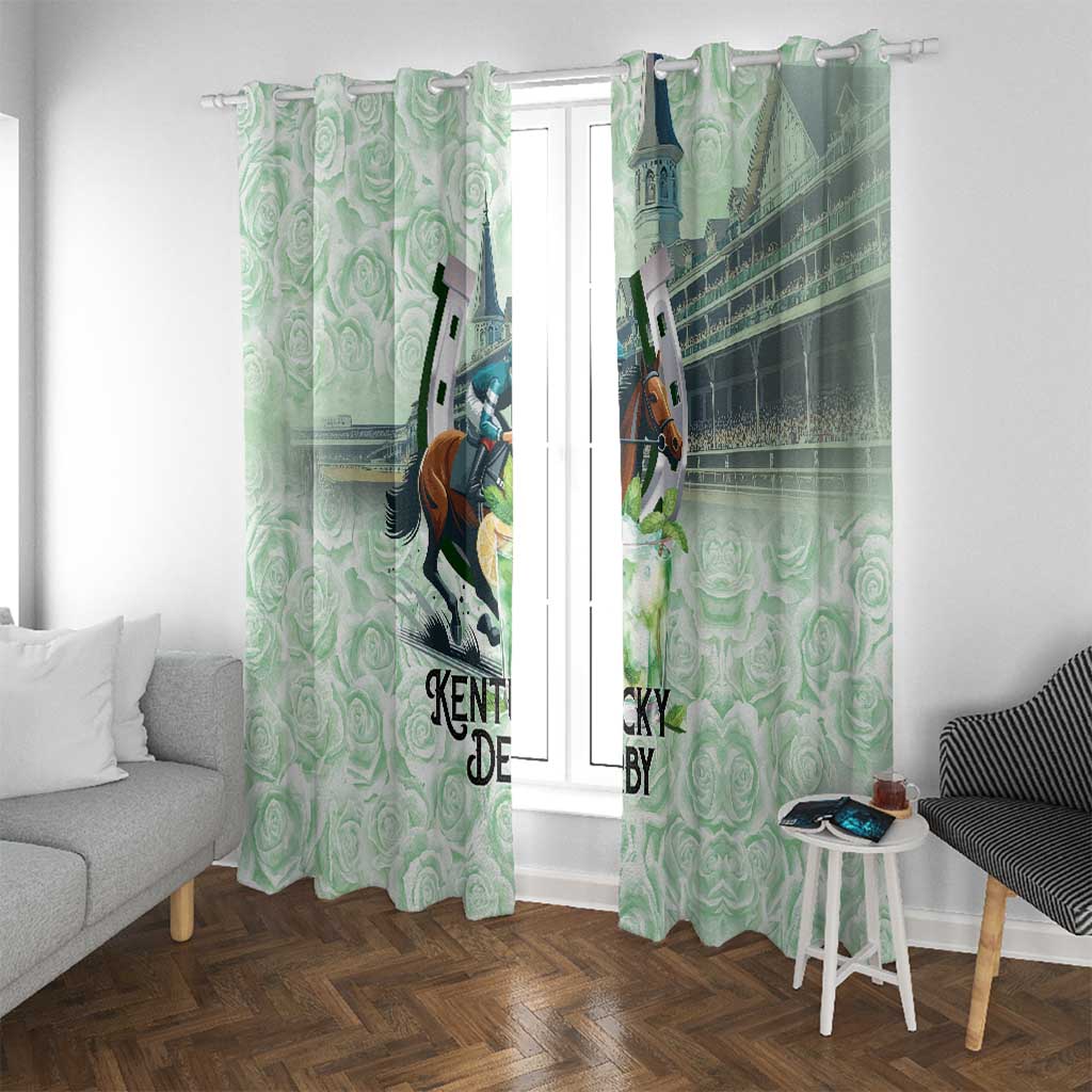 Kentucky Horse Racing Window Curtain Mint Julep Run For The Roses Art
