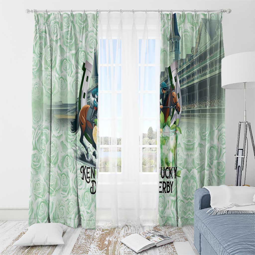 Kentucky Horse Racing Window Curtain Mint Julep Run For The Roses Art