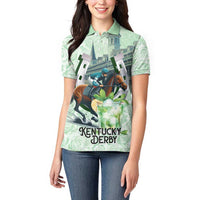 Kentucky Horse Racing Women Polo Shirt Mint Julep Run For The Roses Art