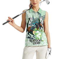 Kentucky Horse Racing Women Sleeveless Polo Shirt Mint Julep Run For The Roses Art