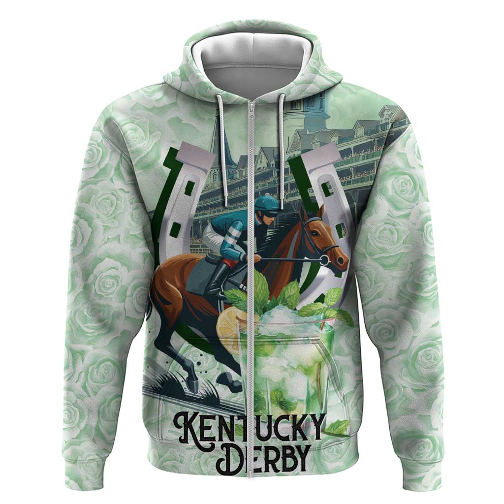 Kentucky Horse Racing Zip Hoodie Mint Julep Run For The Roses Art