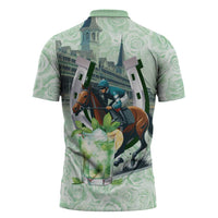 Kentucky Horse Racing Zipper Polo Shirt Mint Julep Run For The Roses Art