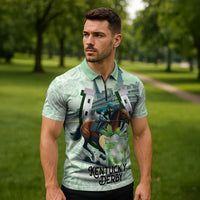 Kentucky Horse Racing Zipper Polo Shirt Mint Julep Run For The Roses Art