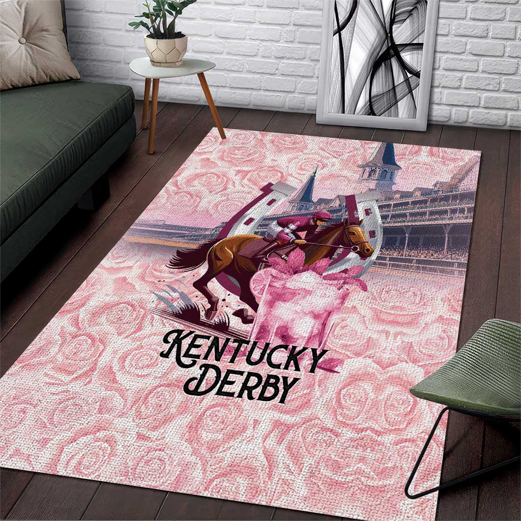 Kentucky Horse Racing Area Rug Rose Run For The Roses Derby Art