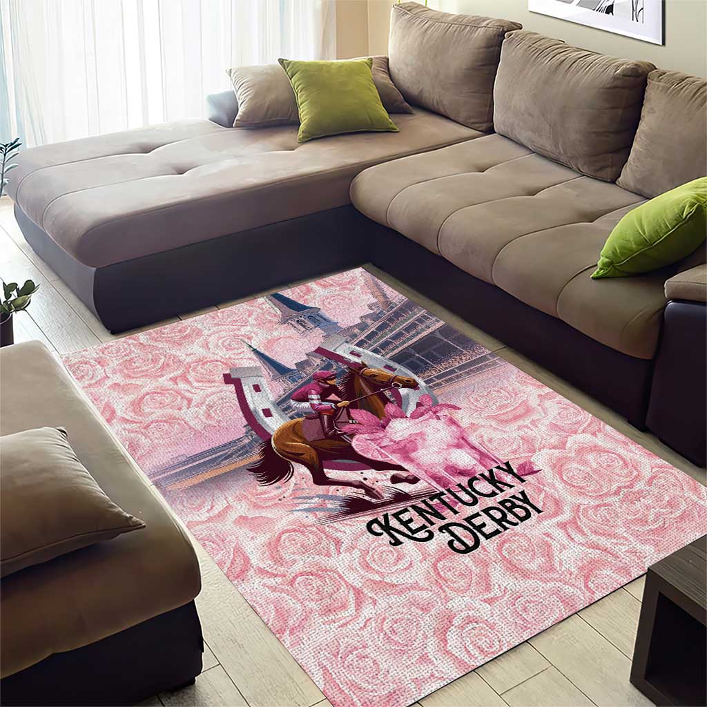 Kentucky Horse Racing Area Rug Rose Run For The Roses Derby Art