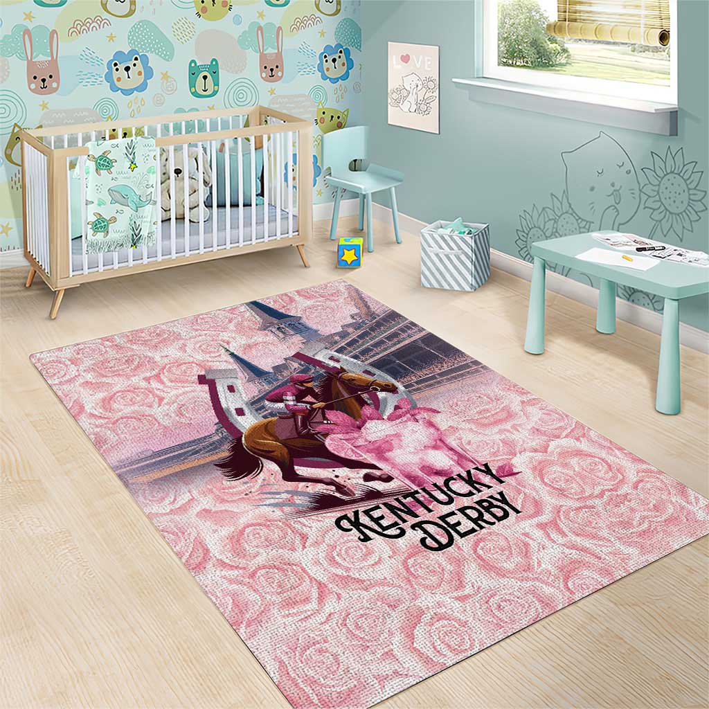 Kentucky Horse Racing Area Rug Rose Run For The Roses Derby Art