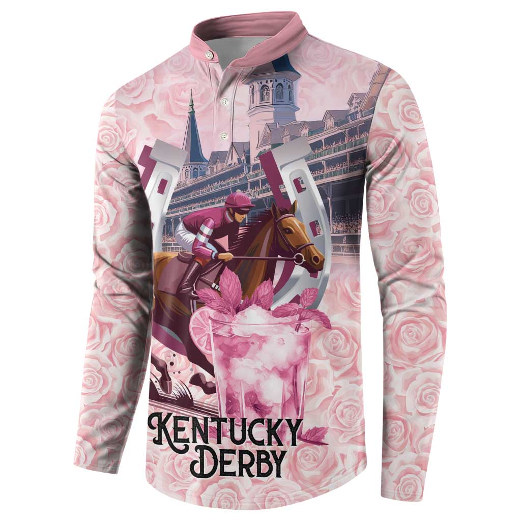 Kentucky Horse Racing Button Sweatshirt Rose Run For The Roses Derby Art