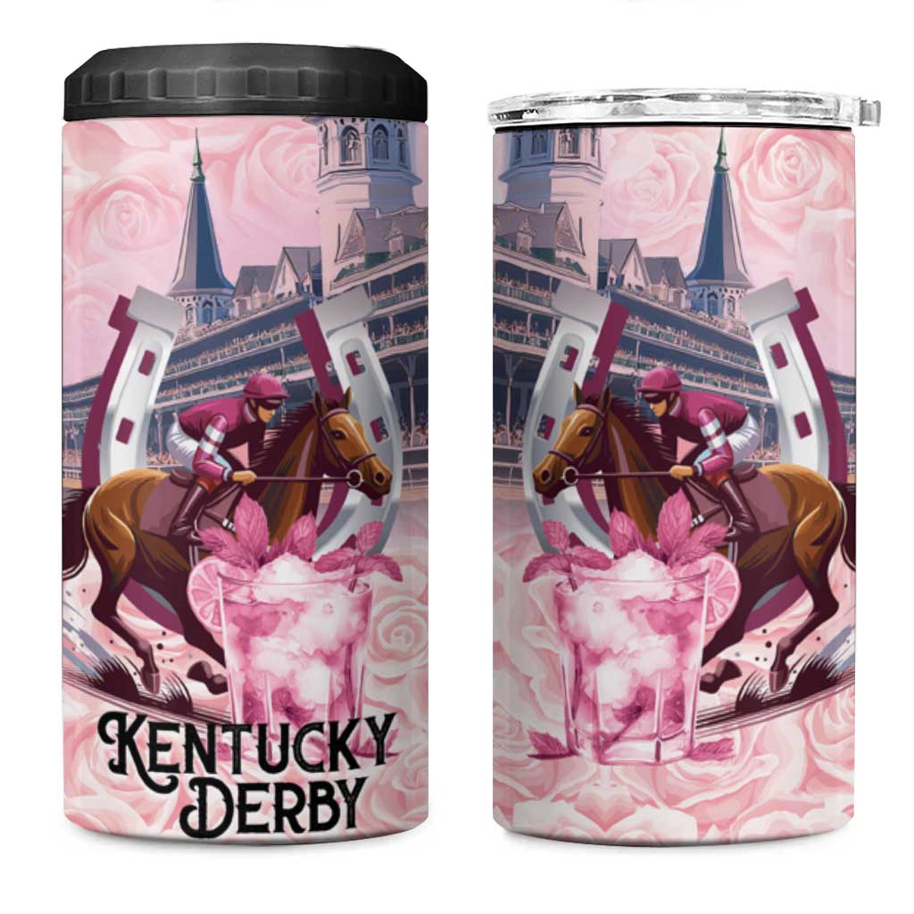 Kentucky Horse Racing 4 in 1 Can Cooler Tumbler Rose Run For The Roses Derby Art