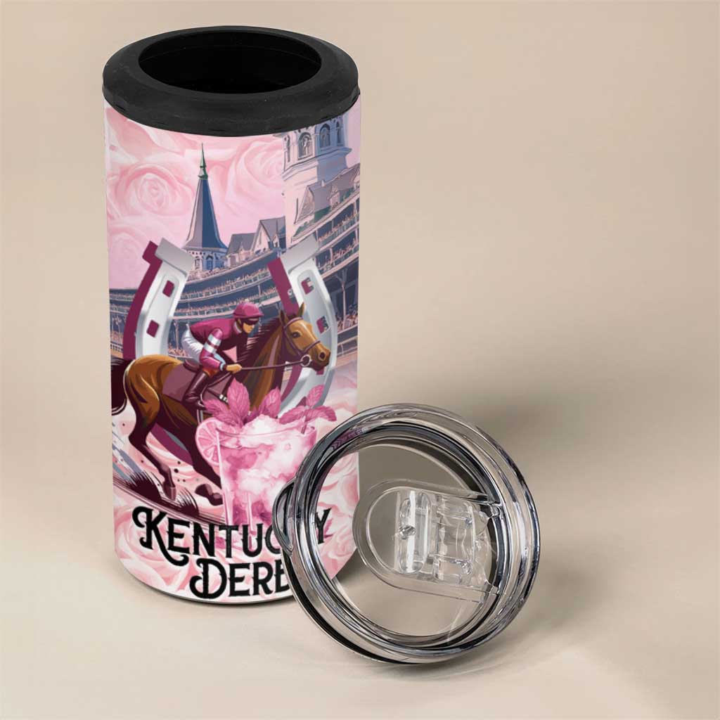 Kentucky Horse Racing 4 in 1 Can Cooler Tumbler Rose Run For The Roses Derby Art
